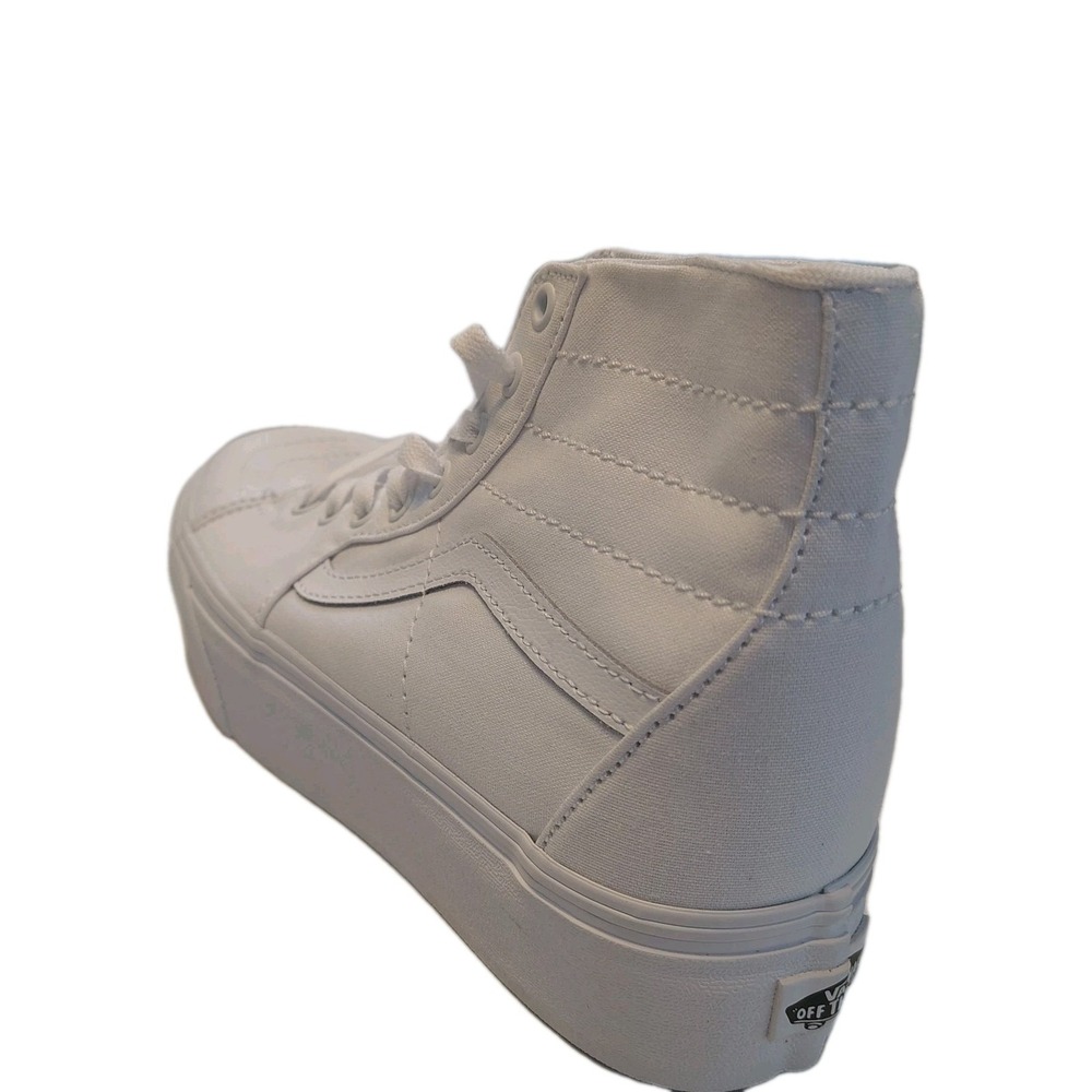 Vans Sk8 Hi Stacked Unisex Triple White Skate Shoes Canvas Platform NEW - Picture 14 of 16